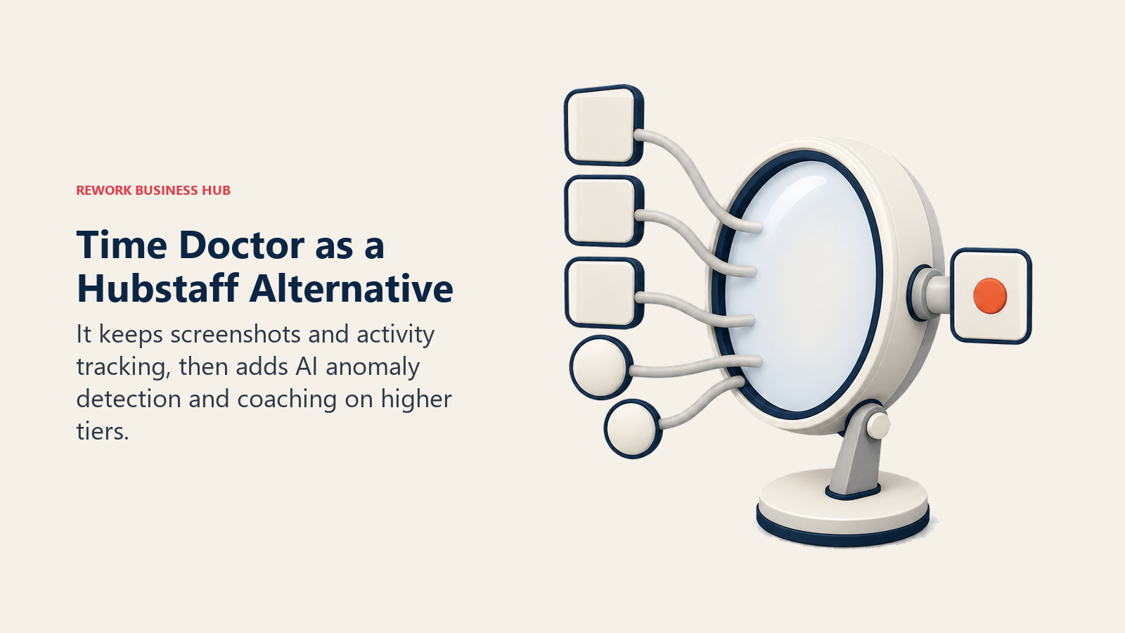 Time Doctor as a Hubstaff alternative shown as a monitoring lens turning activity evidence into one coaching signal