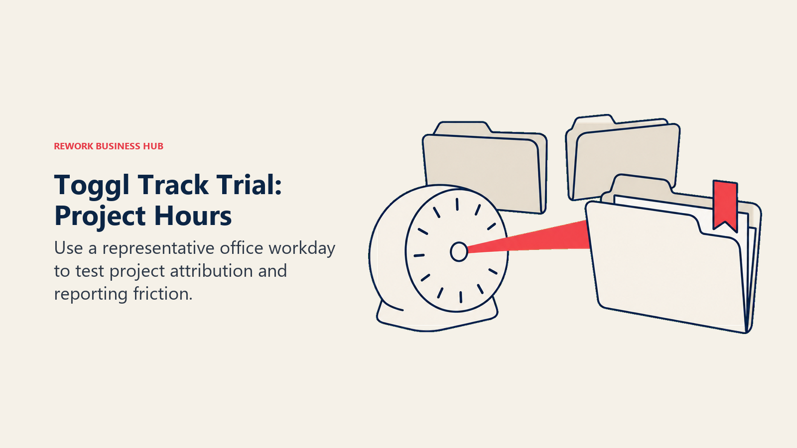 A desk timer points to one active project folder during a Toggl Track project-hours trial