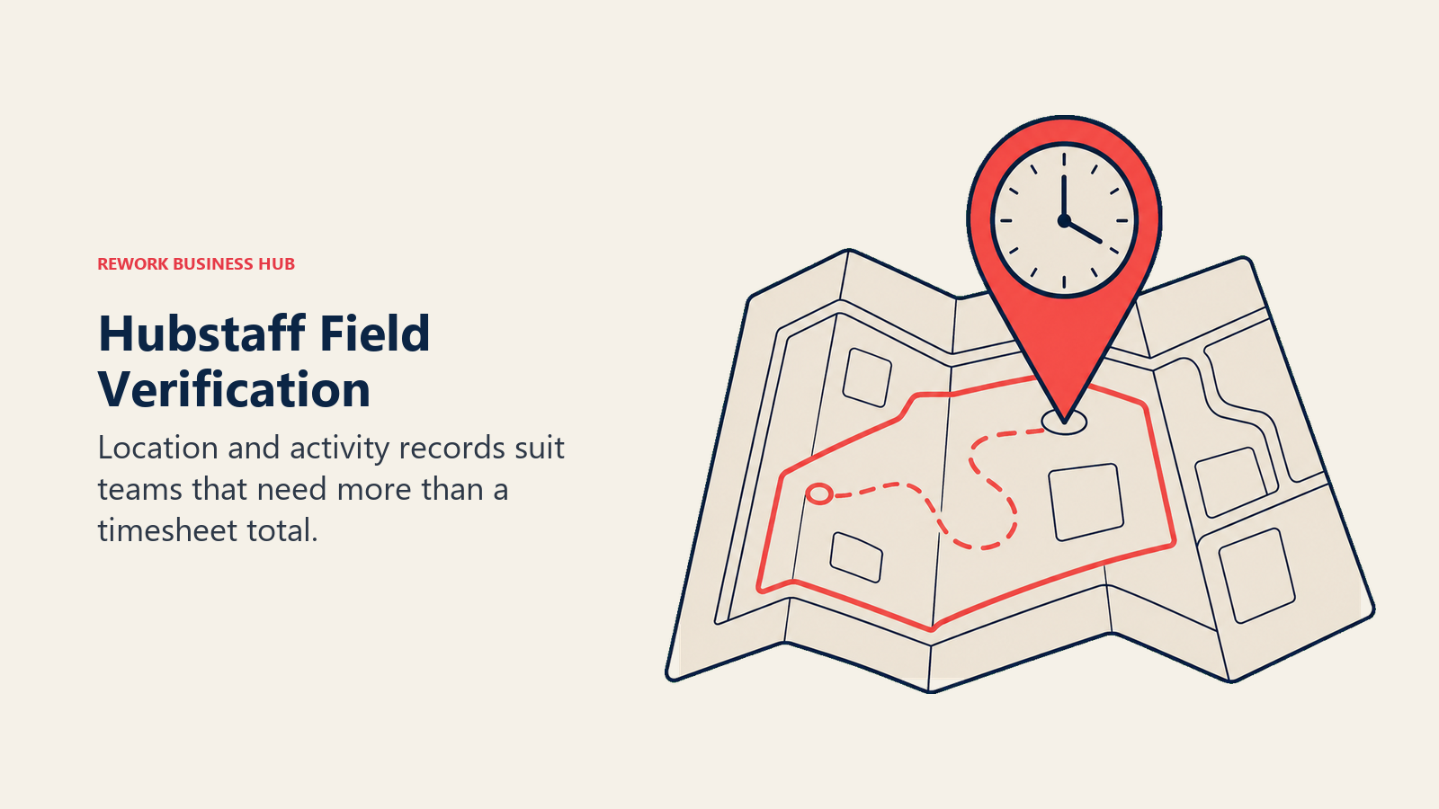 Clock inside a job-site location pin illustrating Hubstaff field verification