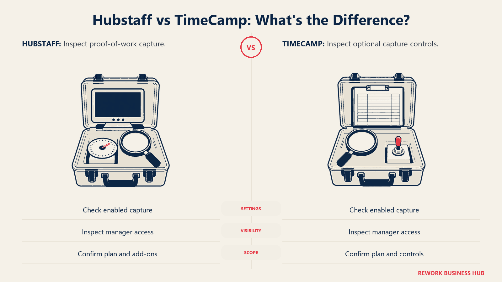 Hubstaff vs TimeCamp: What's the Difference?: Inspect the actual capture settings before judging monitoring depth.