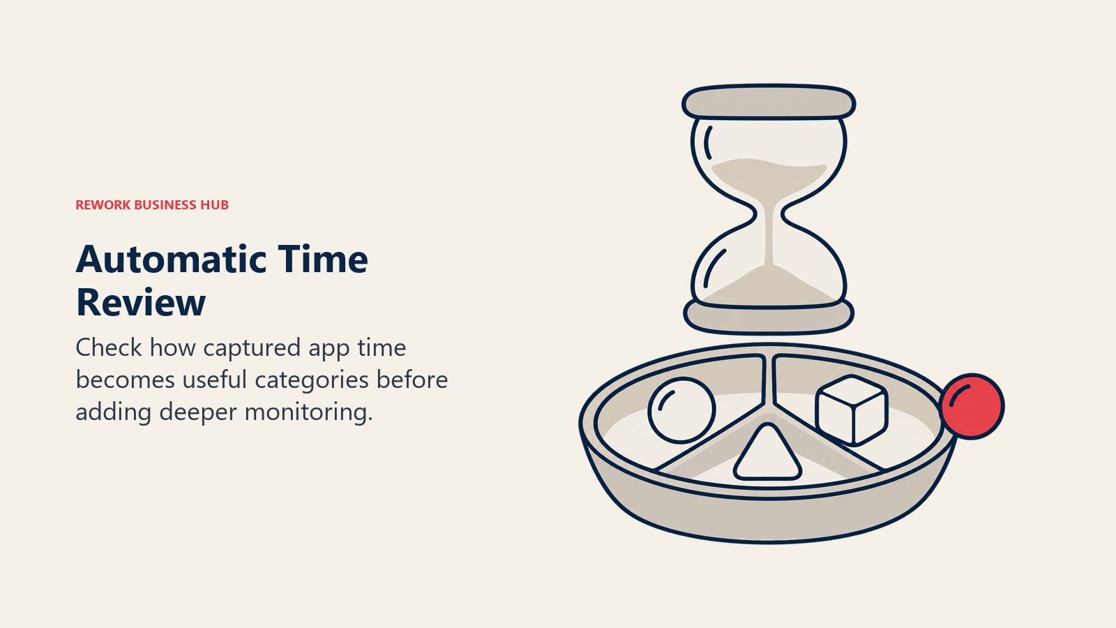 Automatic Time Review illustrated by hourglass over sorter