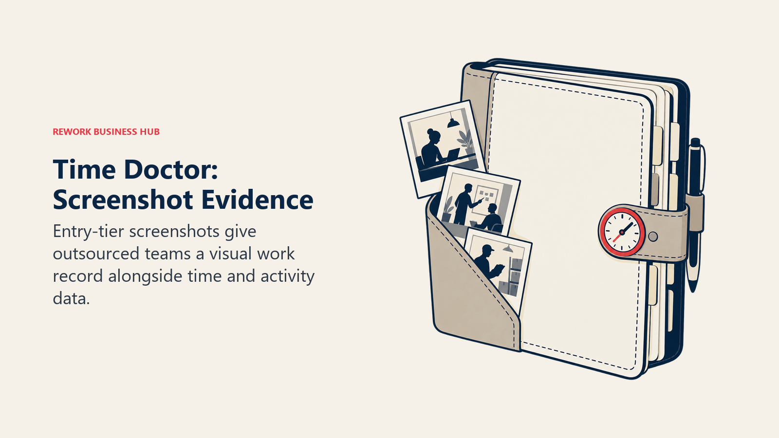 Time Doctor: Screenshot Evidence represented by time log and evidence pocket