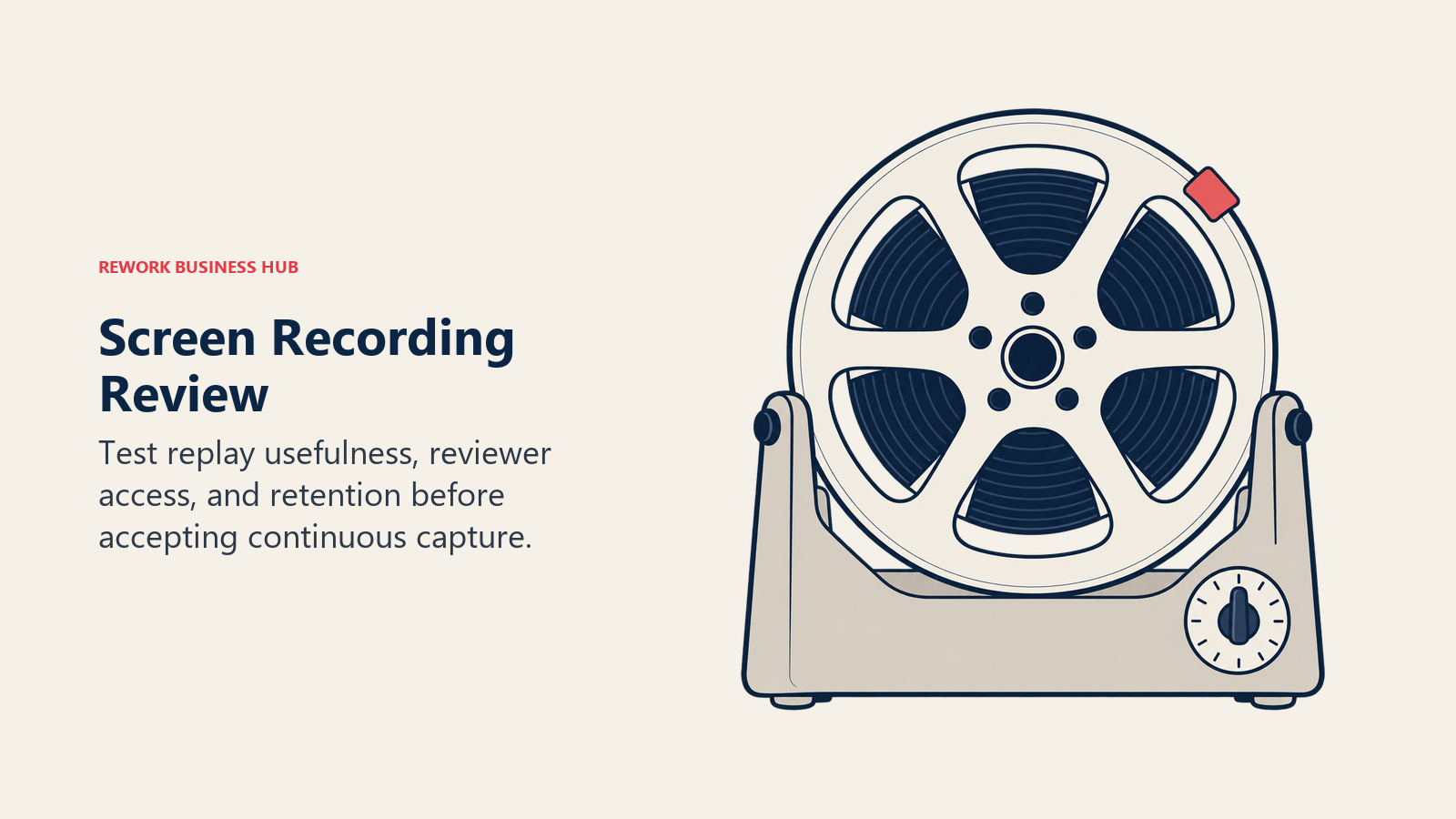 Screen Recording Review illustrated by archived reel with stop tab
