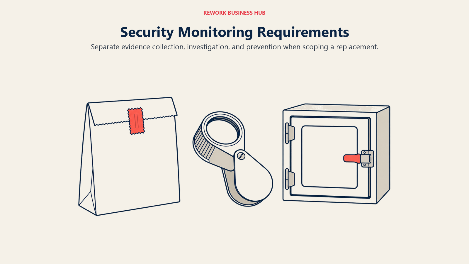 Security Monitoring Requirements illustrated by three security requirements