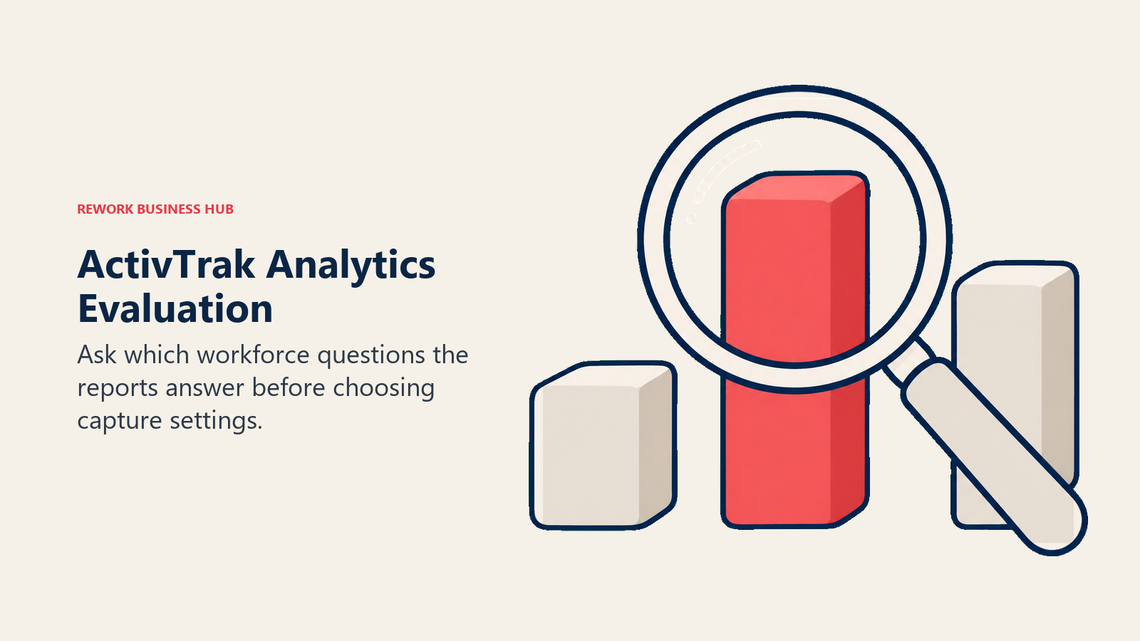 Magnifying lens examining workload bars for an ActivTrak analytics evaluation