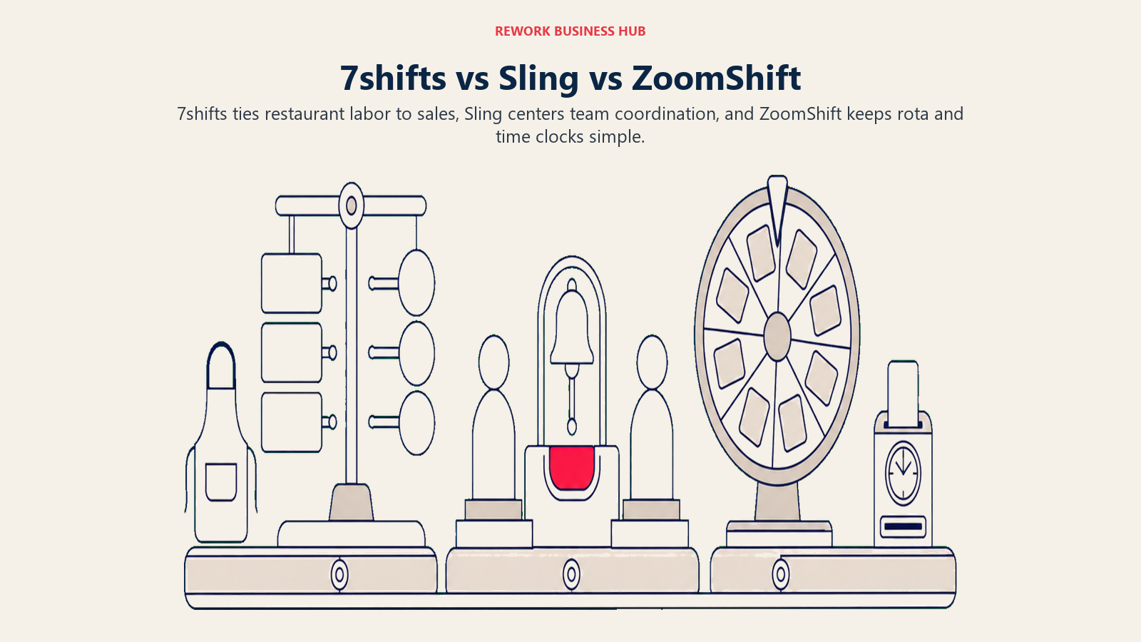 Three scheduling stations for restaurant labor control, team coordination, and simple rota publishing