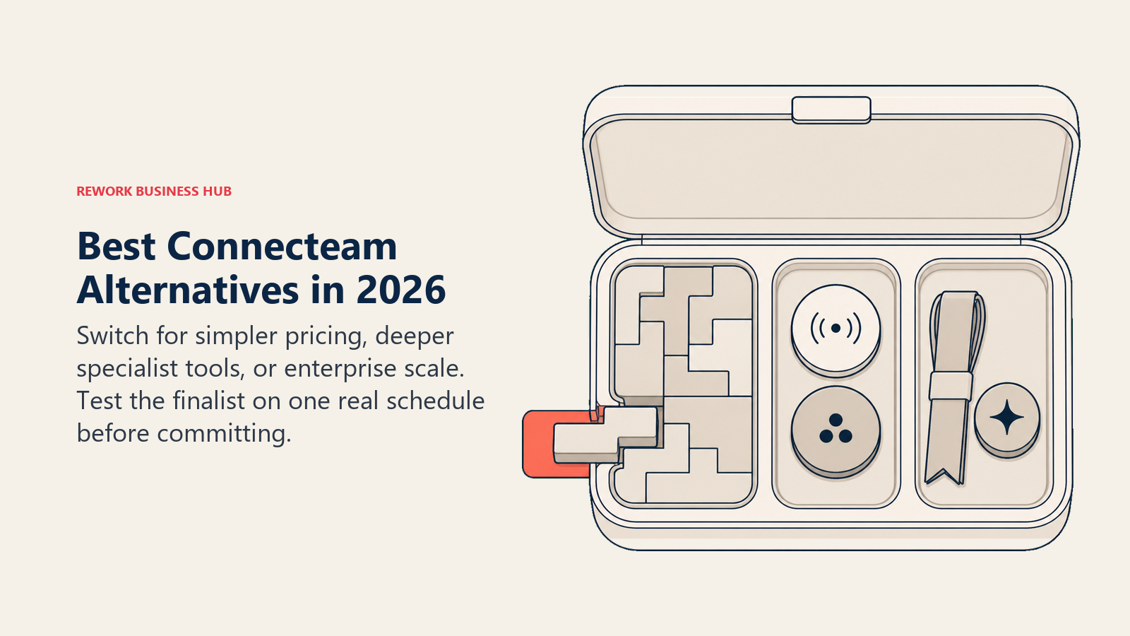 Modular three-compartment workforce kit with one specialist tool selected for a Connecteam alternative