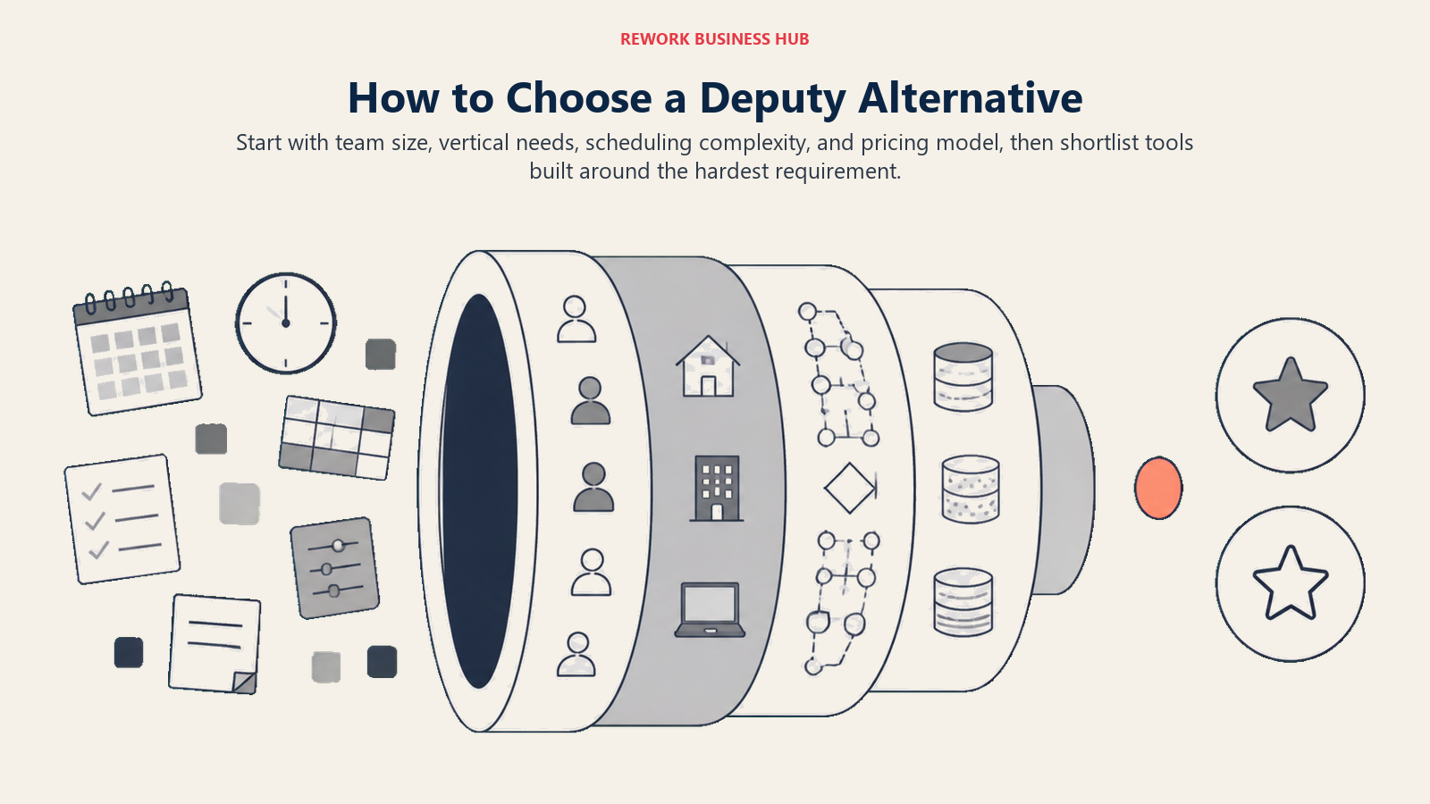 Deputy alternative decision framework filtering tools by team size, vertical needs, scheduling complexity, and pricing model