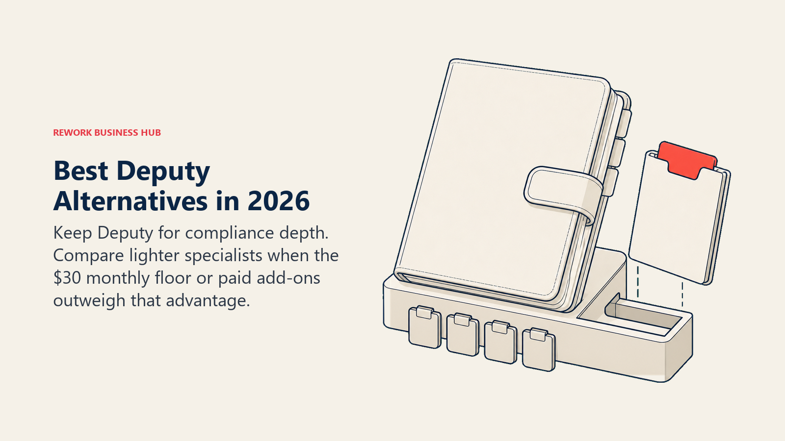 Compliance-focused scheduling folio on a fixed base with detachable paid modules and a lighter specialist option