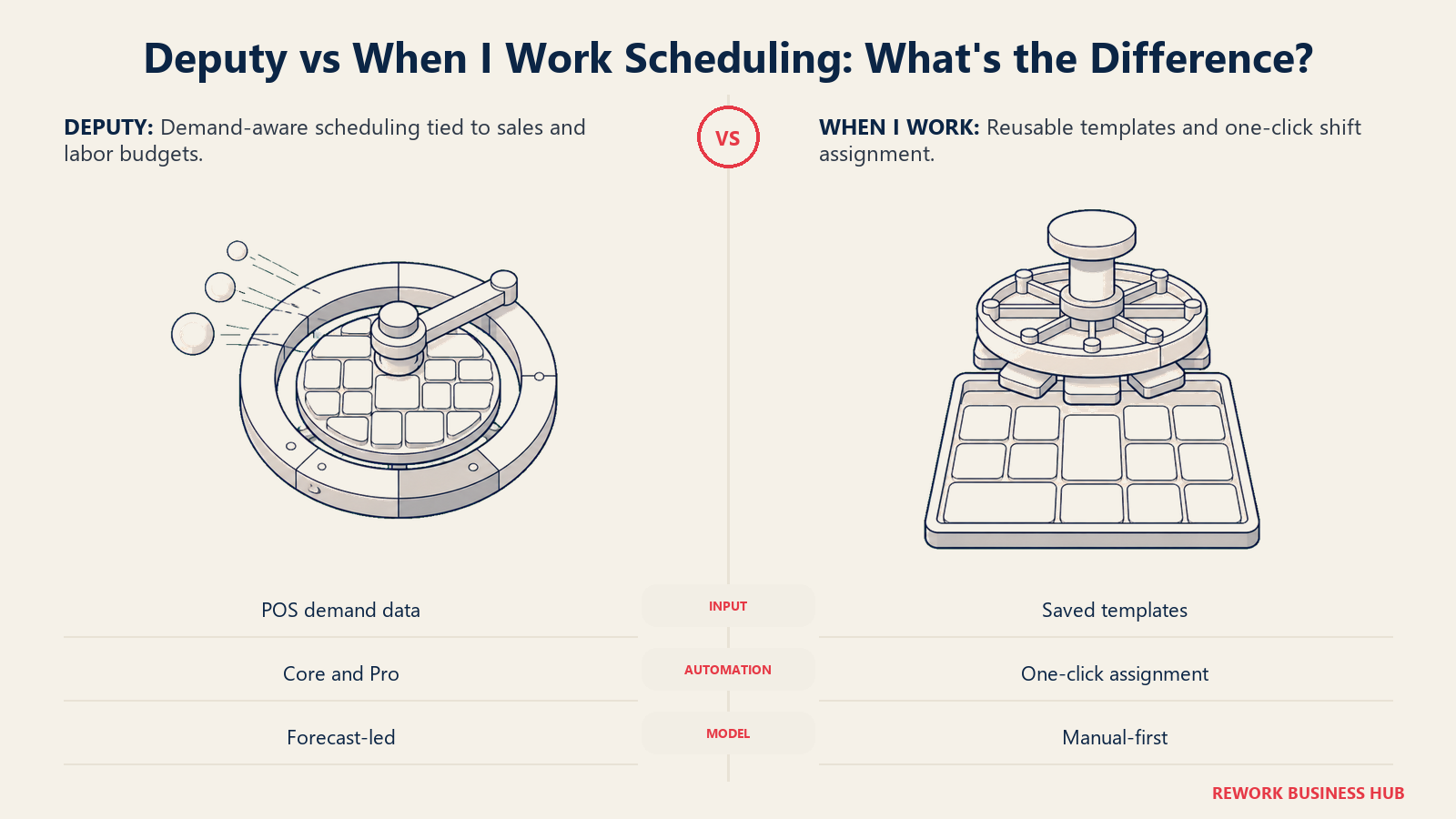 Deputy demand-driven scheduling mechanism compared with When I Work's reusable template scheduling mechanism