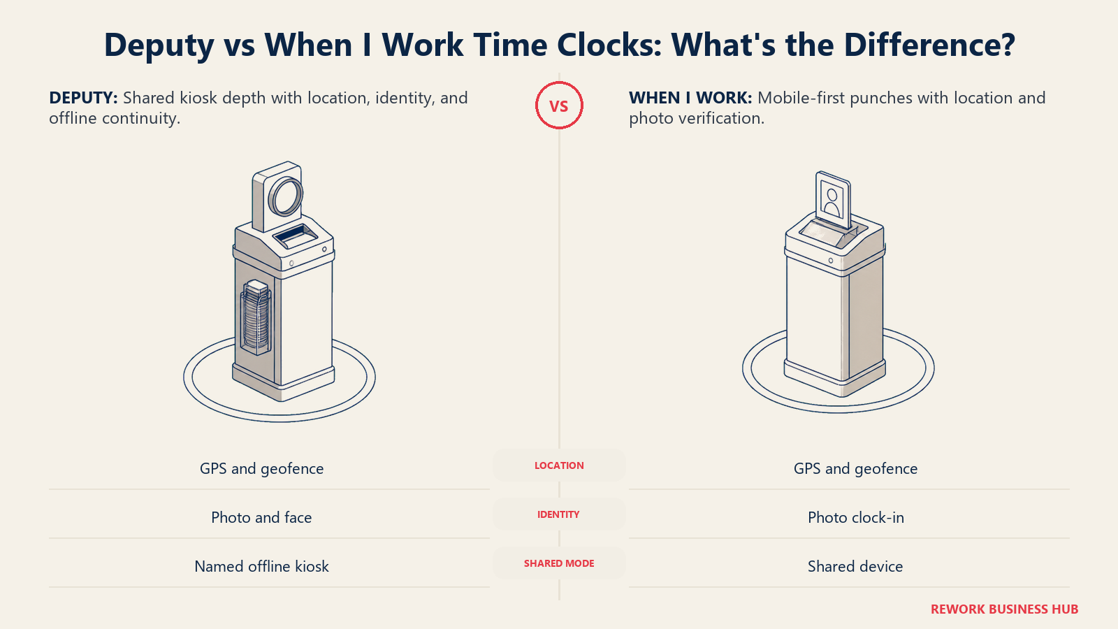 Deputy shared kiosk and offline attendance checkpoint compared with When I Work's mobile geofenced punch checkpoint